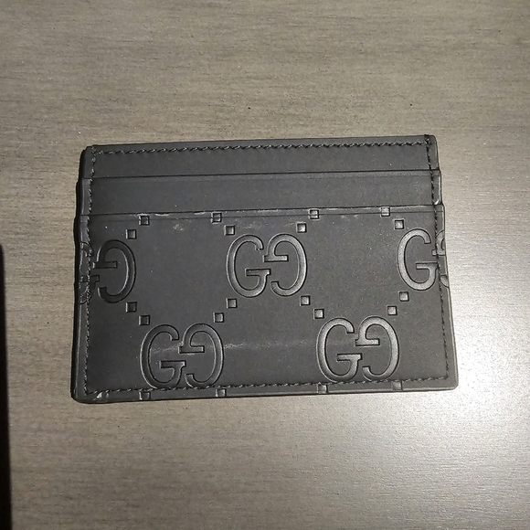 Gucci GG Mens Black Rubber Effect Leather Card Holder - Picture 5 of 7